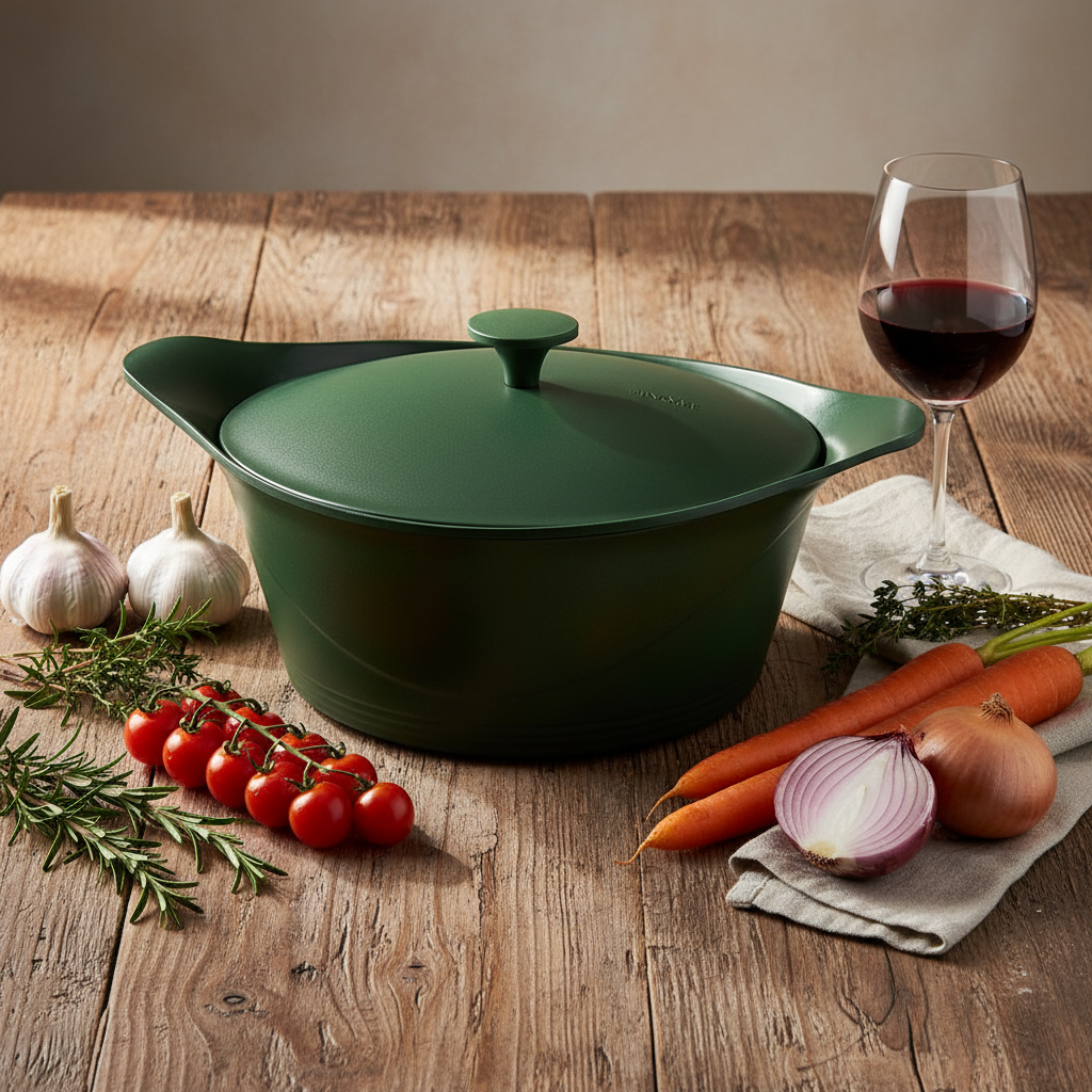 Casseruola verde con ingredienti per pranzo
