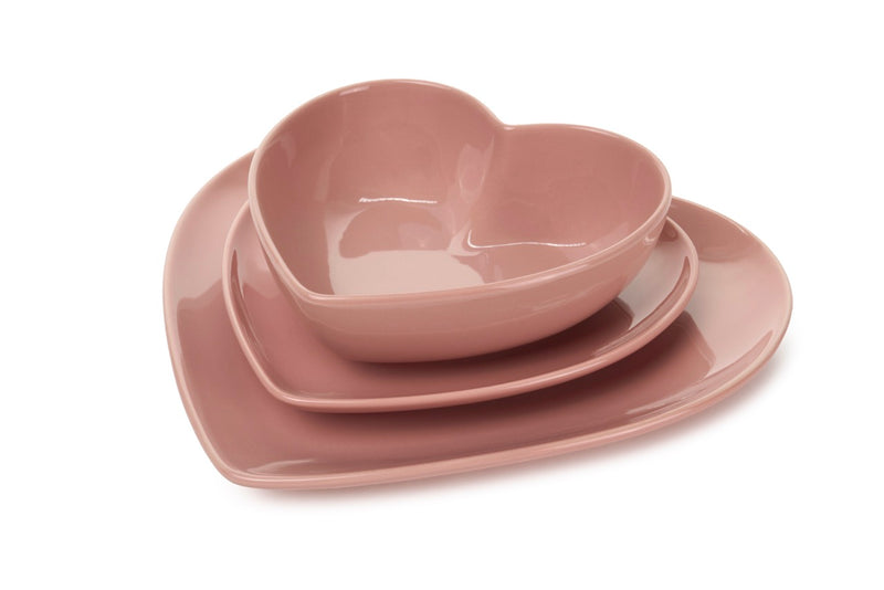 Servizio piatti a cuore rosa – Nuvole di Stoffa