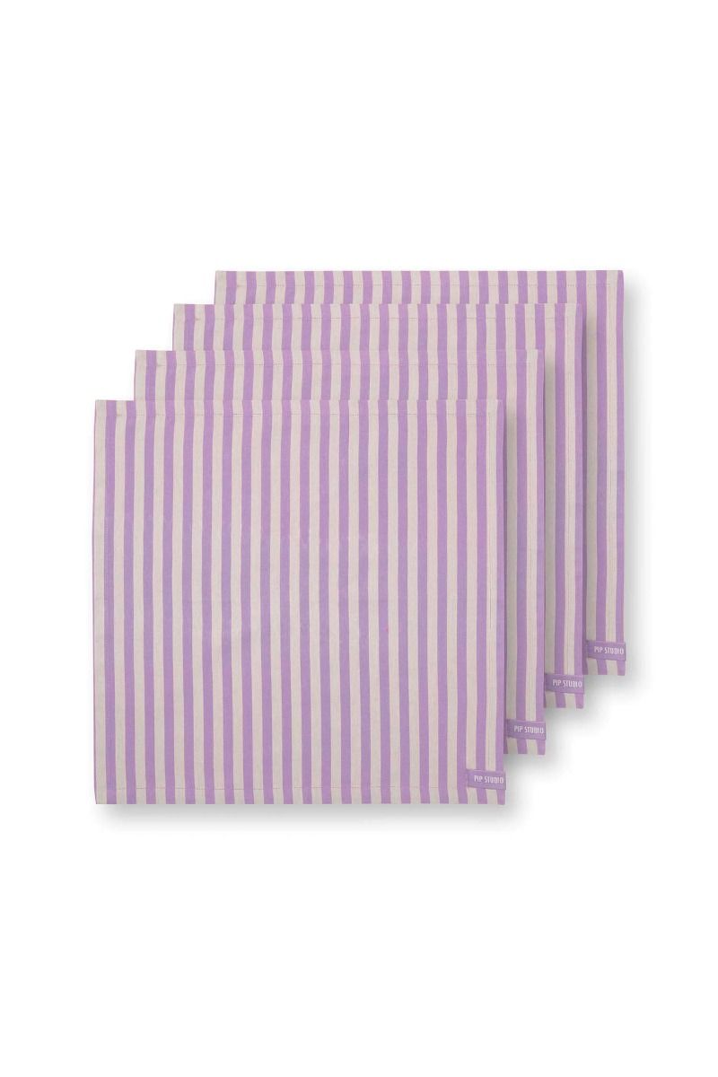 Tovaglioli Pip Studio – Righe Lilla | Set da 4
