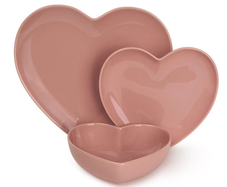 Servizio piatti a cuore rosa – Nuvole di Stoffa