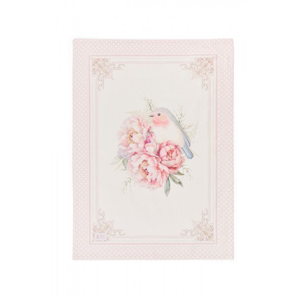 Canovaccio romantico uccellino e peonie – Nuvole di Stoffa