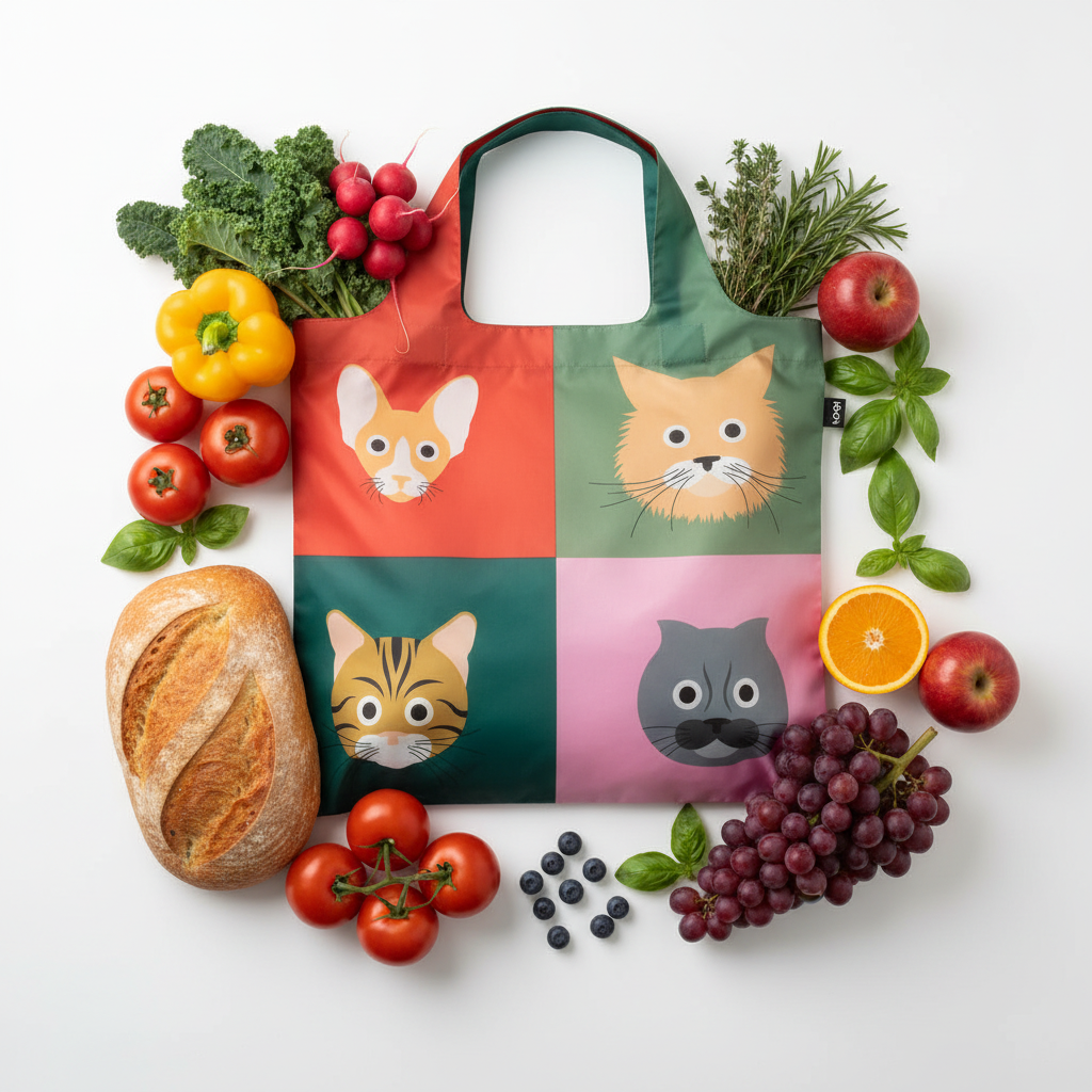 Shopper Cats con ingredienti spesa